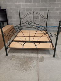 63"W Queen Bed Frame with Metal Head and Foot Boards