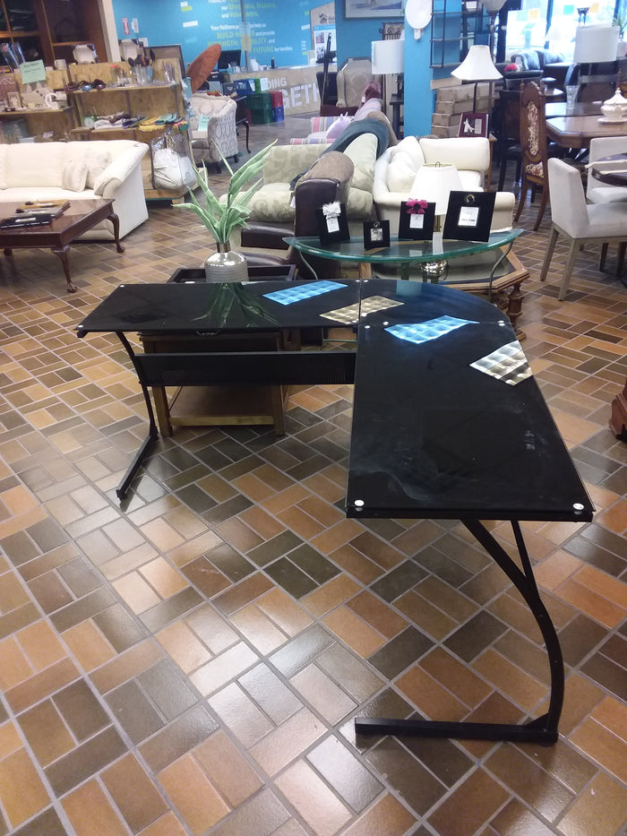 Dark L-Shaped Office Desk