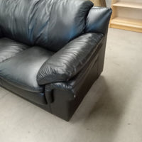 62"W Love Seat in Black Faux Leather