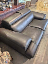 Brown Leather Sofa with Adjustable Head Rests