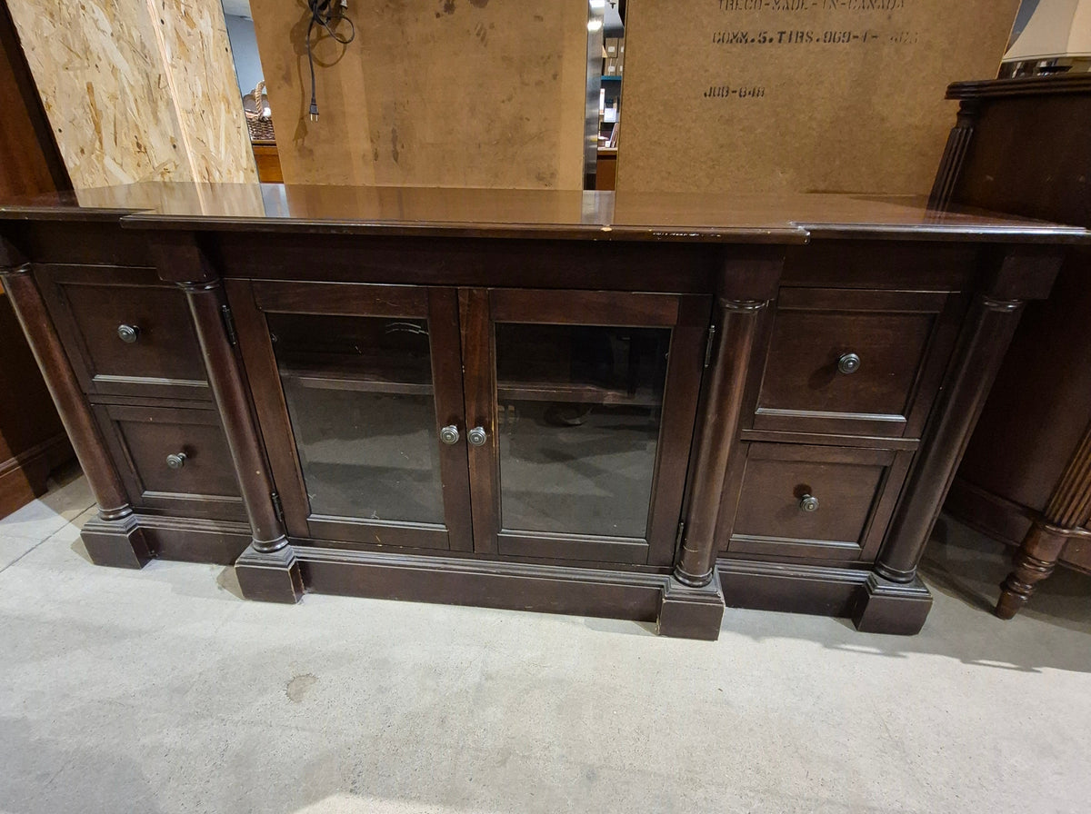 68"W TV Stand with Glass Doors and Drawers