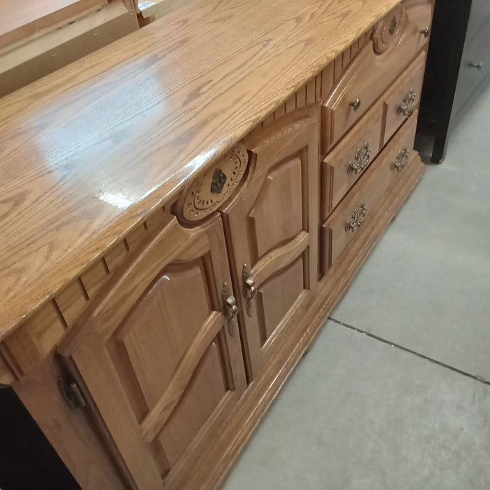 64"W Warm Chestnut Oak Wood Dresser