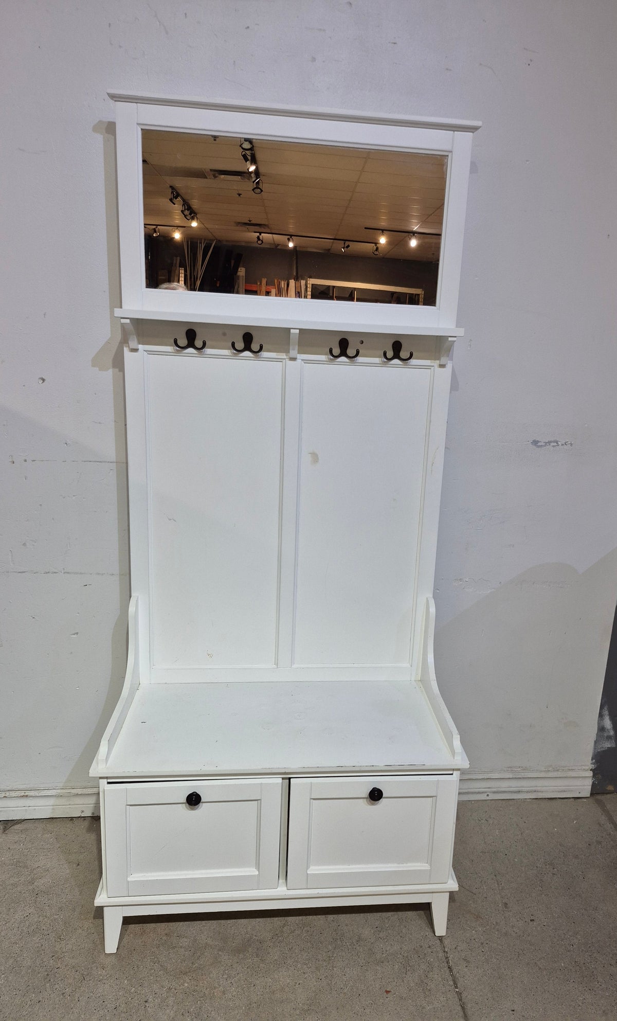 Hall Tree with Mirror and Storage