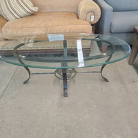 47"W Oval Glass Coffee Table