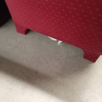84"W 3-Seat Sofa in Red with Brass Accents