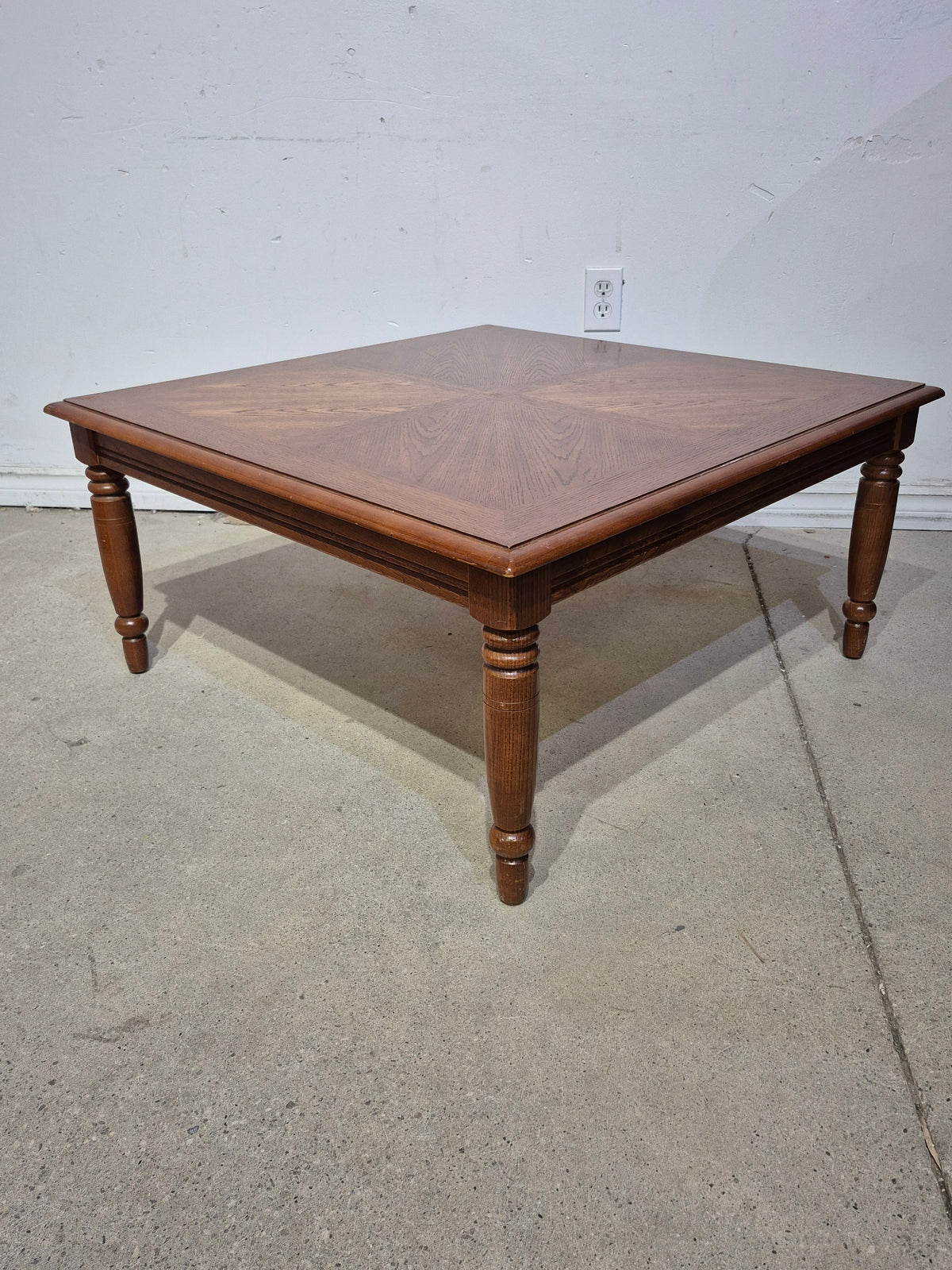 34" Square Parquetry Wood Coffee Table