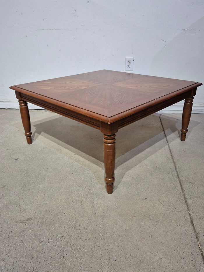 34" Square Parquetry Wood Coffee Table