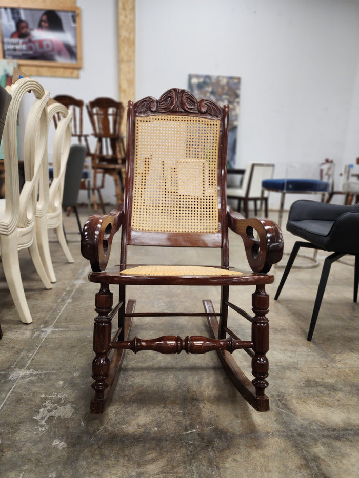 Vintage Style Dark Toned Wooden Rocking Chair