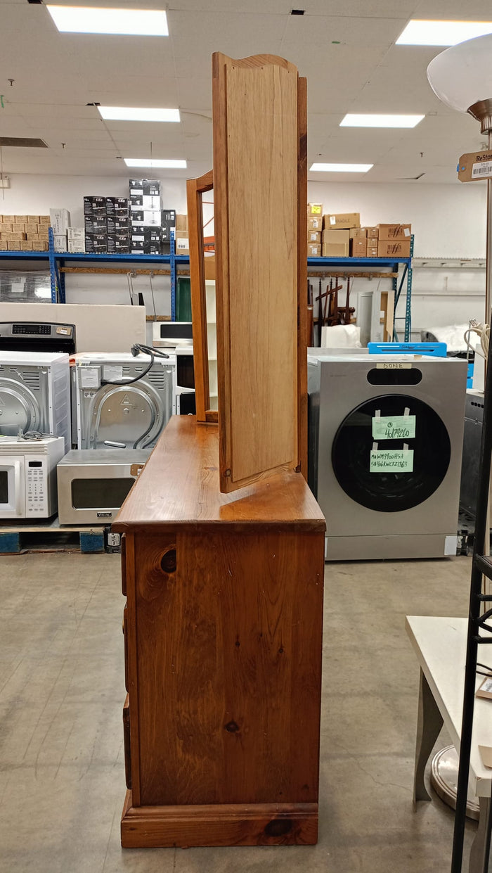 Medium Brown Dresser and Matching Folding Mirror