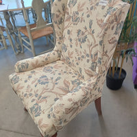 28"W Floral Fabric Wingback Armchair
