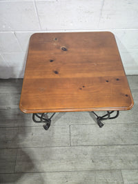 Rustic Side Table With Wrought Iron