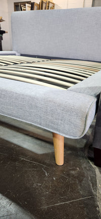 Grey Upholstered King Size Bed
