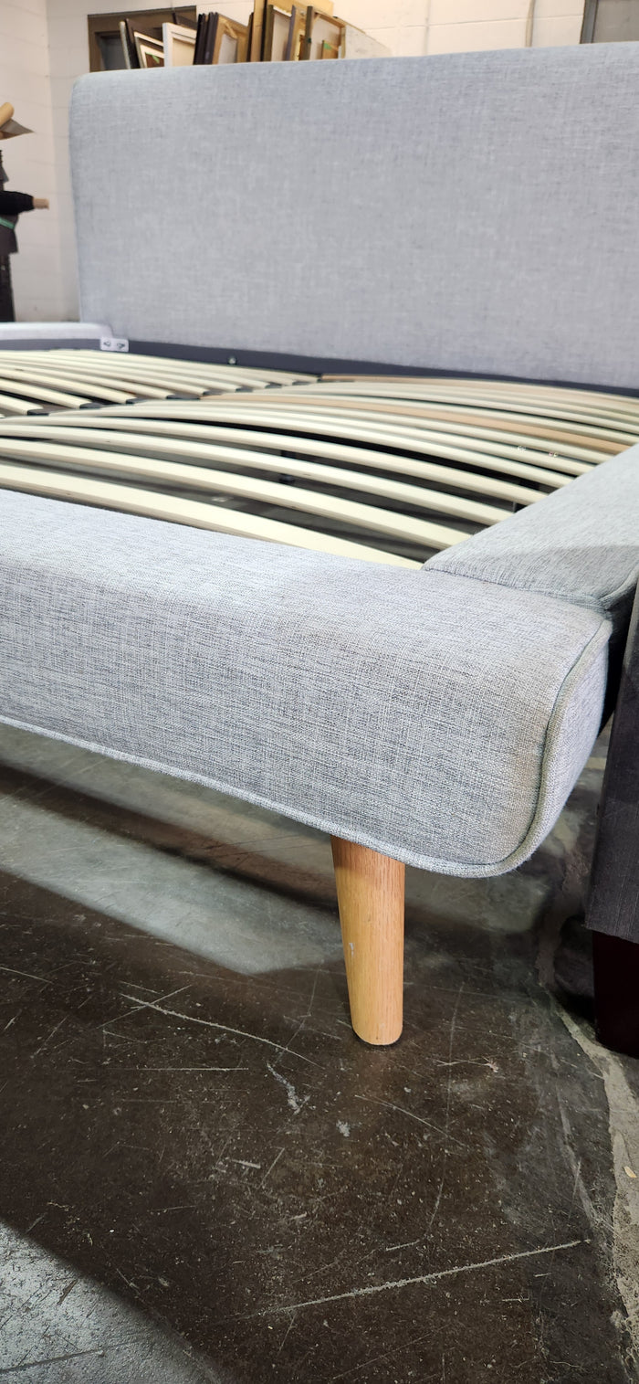 Grey Upholstered King Size Bed