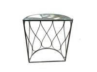 Iron Halfmoon Glass Top Side Table