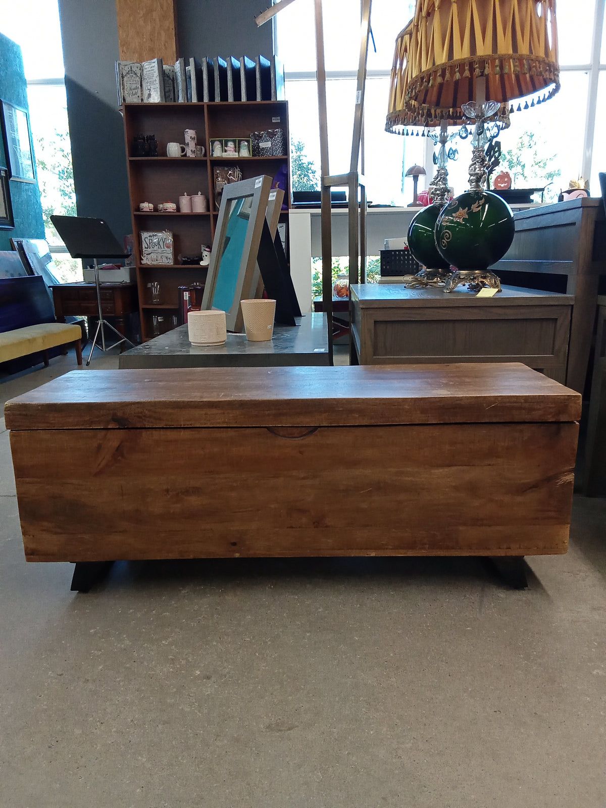 46"W Wood Bench with Storage