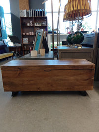 46"W Wood Bench with Storage