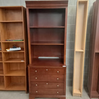30.5"W 2-Piece Solid Wood Bookcase with Lower Filing Drawers