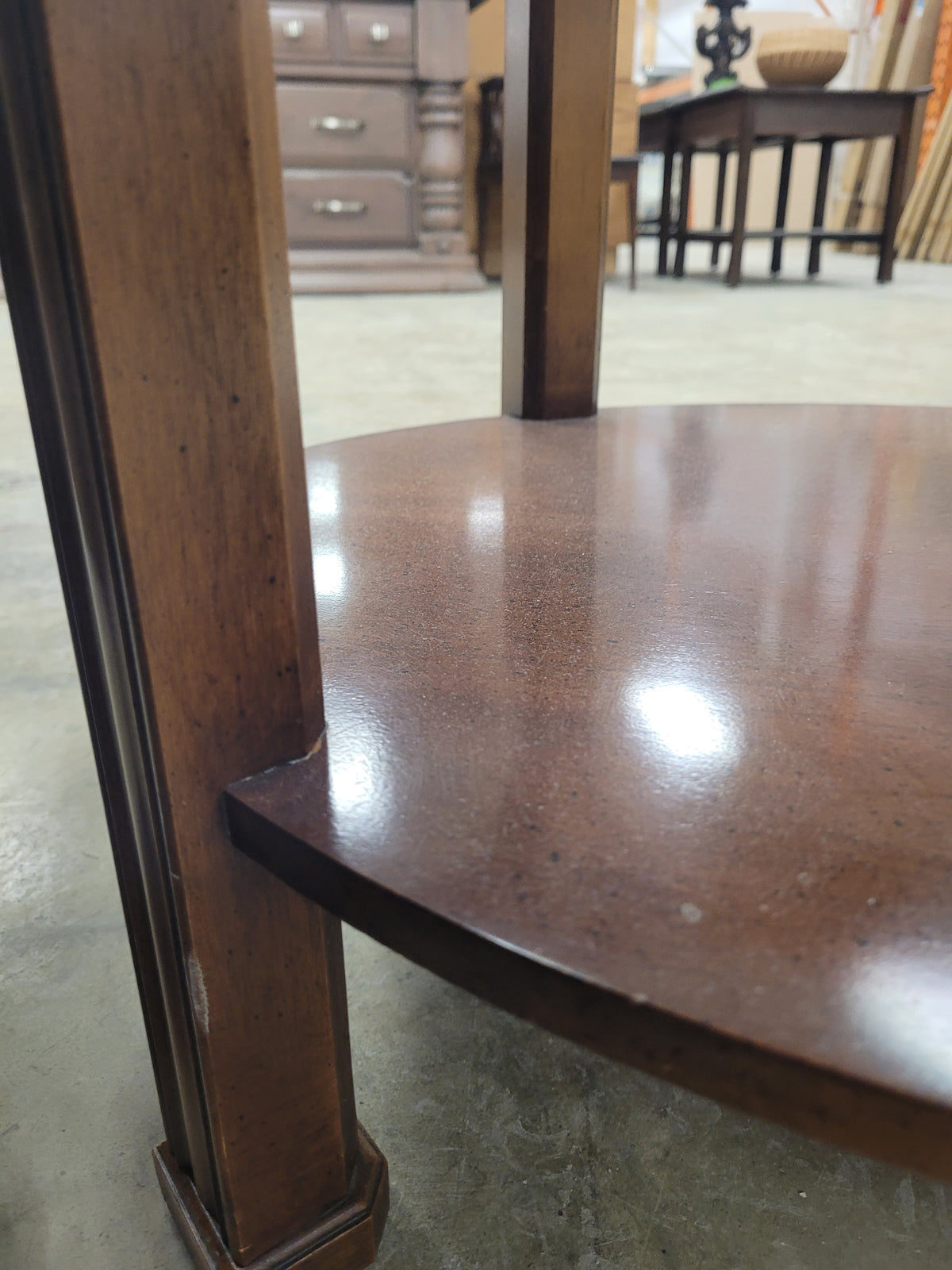 Oval Glass Top Wooden End Table