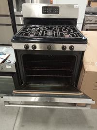 30"W 5-Burner Gas Stove in Black and Stainless Steel