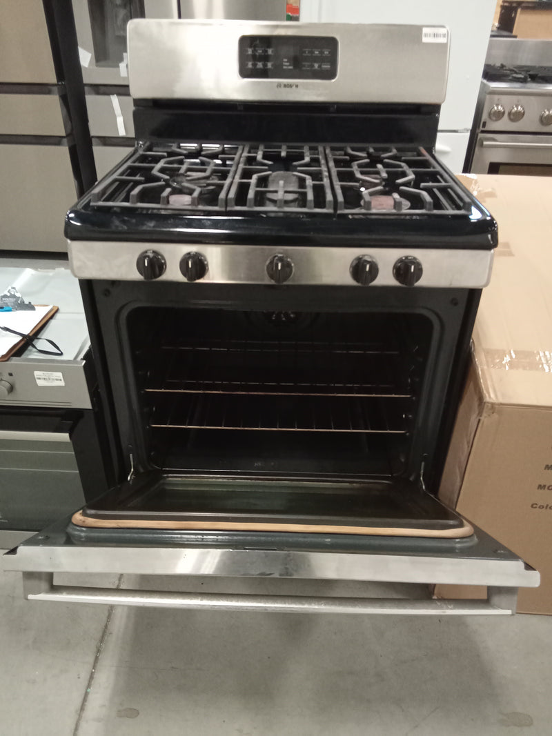 30"W 5-Burner Gas Stove in Black and Stainless Steel