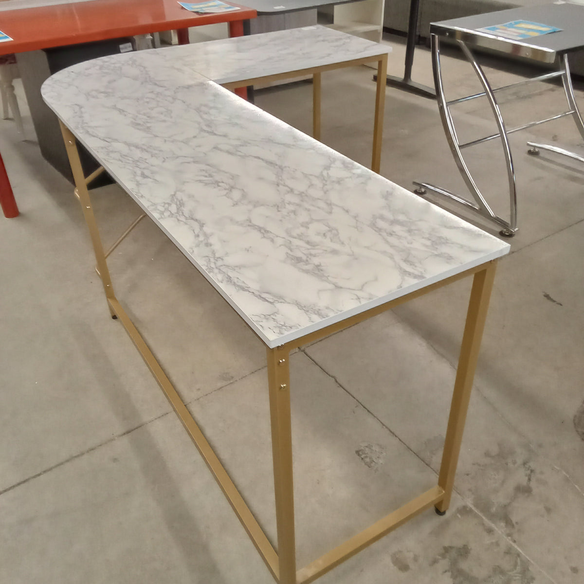 66.5"W Corner Desk with Faux Marble Top