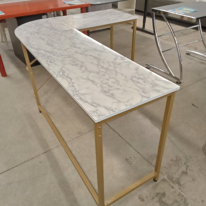 66.5"W Corner Desk with Faux Marble Top