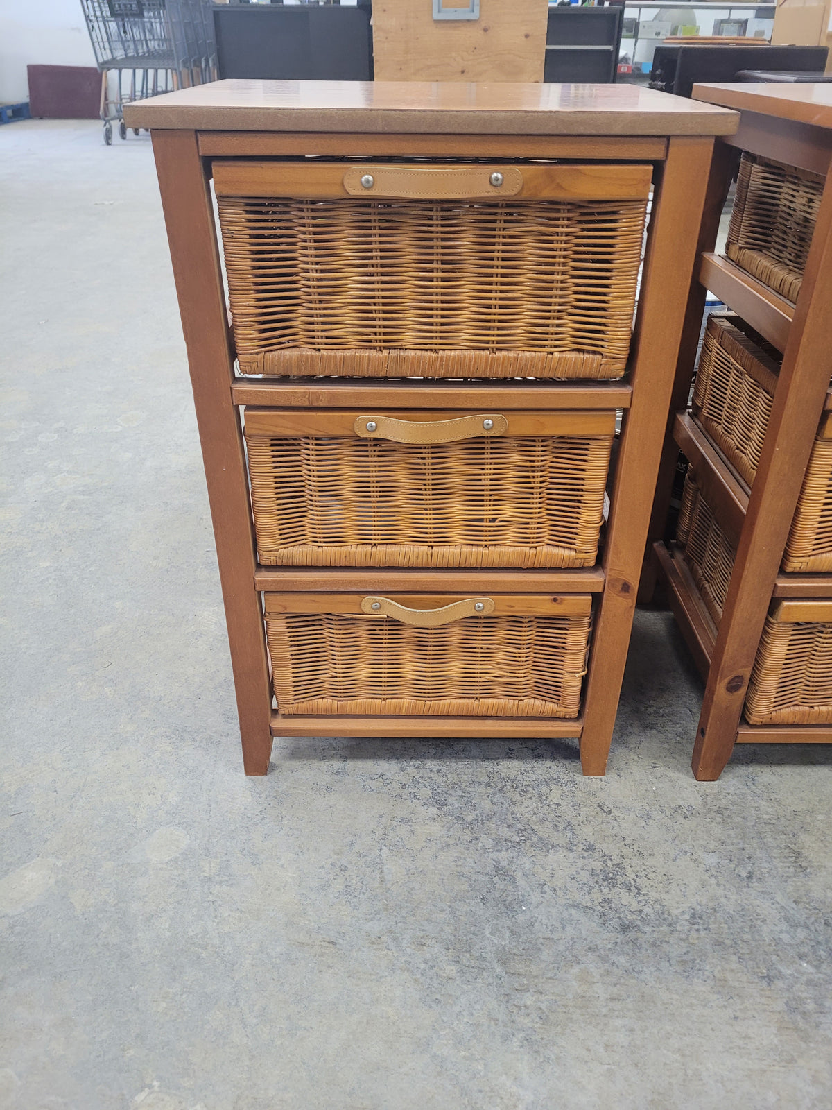 3-Drawer Wicker Basket Storage Towers