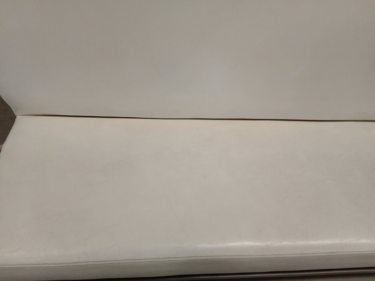 59"W White Faux Leather Double Sided Bench