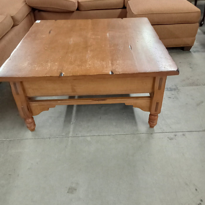 40"W Knotty Pine Coffee Table with Two Drawers