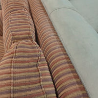 64"W Brown Stripped Love Seat