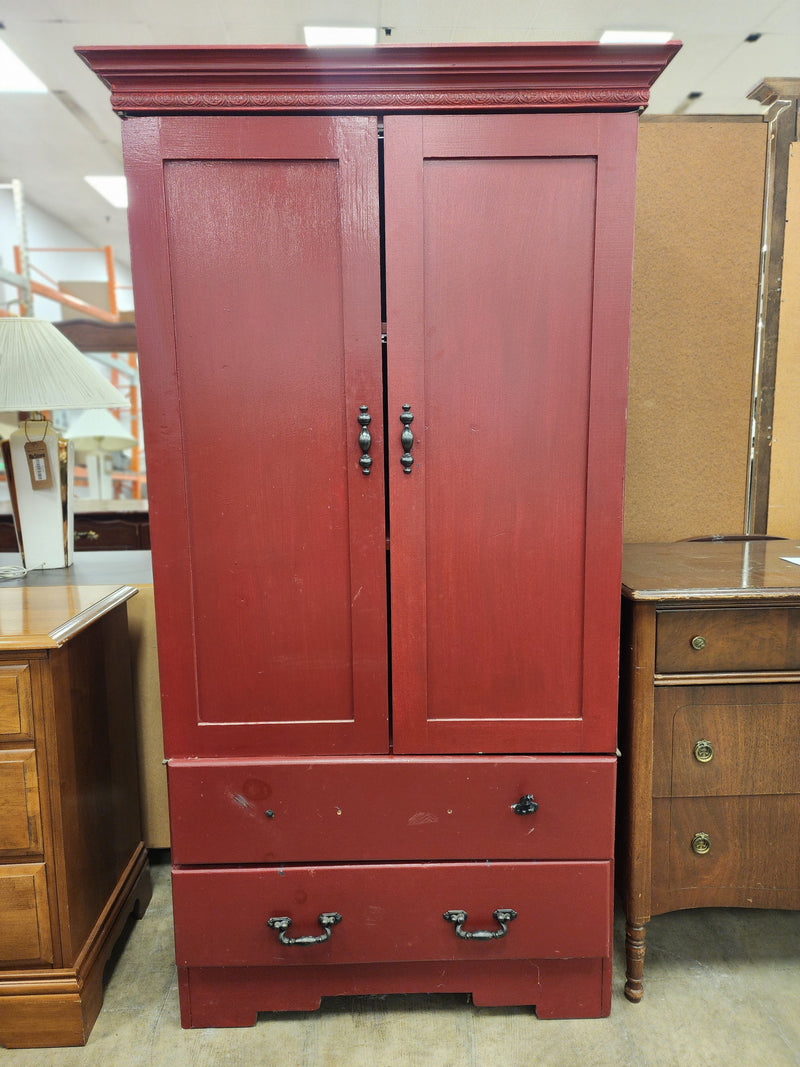 Red 2 Door Armoire with 2 Drawers