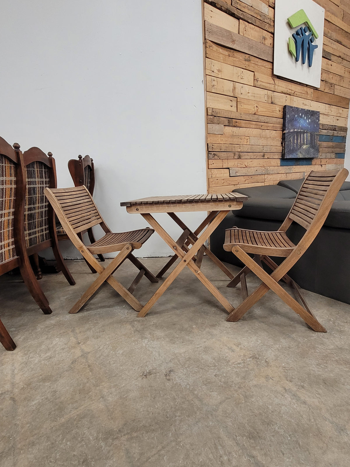 Small Wooden Bistro-Style Patio Set
