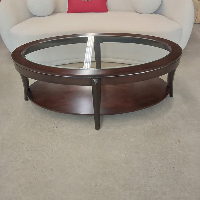 52"W Oval Coffee Table with Glass Top