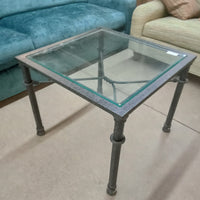 27"W Patio Coffee Table with Glass Top