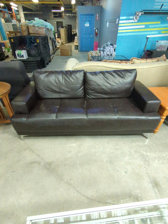 Black Faux Leather Sofa