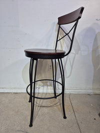 Metal and Wood Swivel Bar Stool