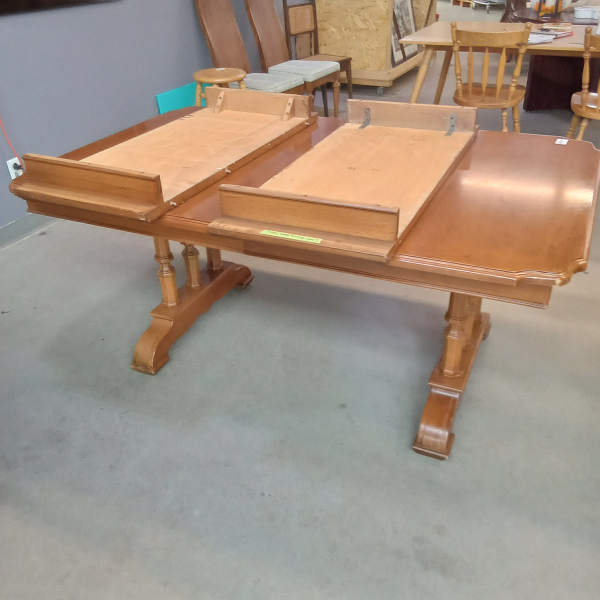 66"W Solid Wood Dining Table with Two Leaves