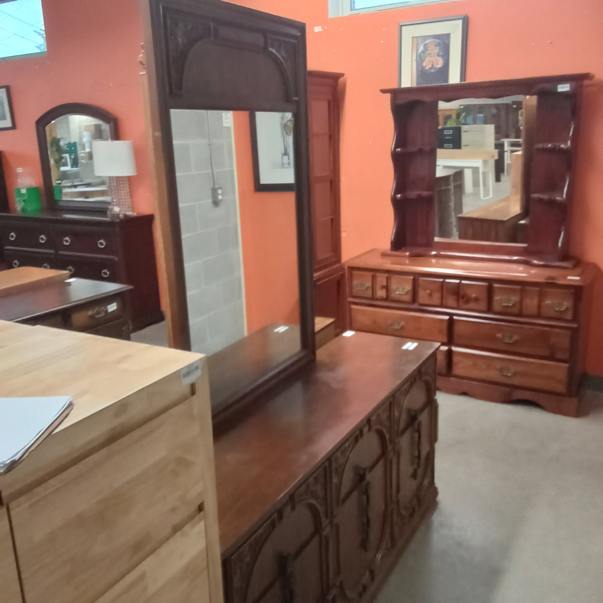 62"W 9-Drawer Wooden Dresser with Mirror