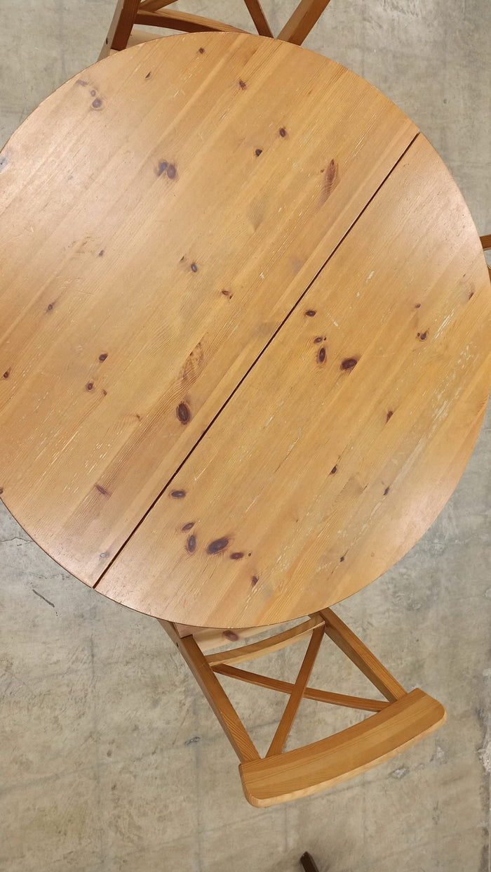 Wooden Round Table and 4 Chairs Dining Set