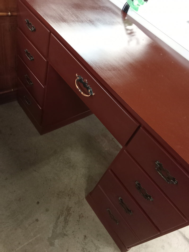 48"W Wooden 9-Drawer Desk