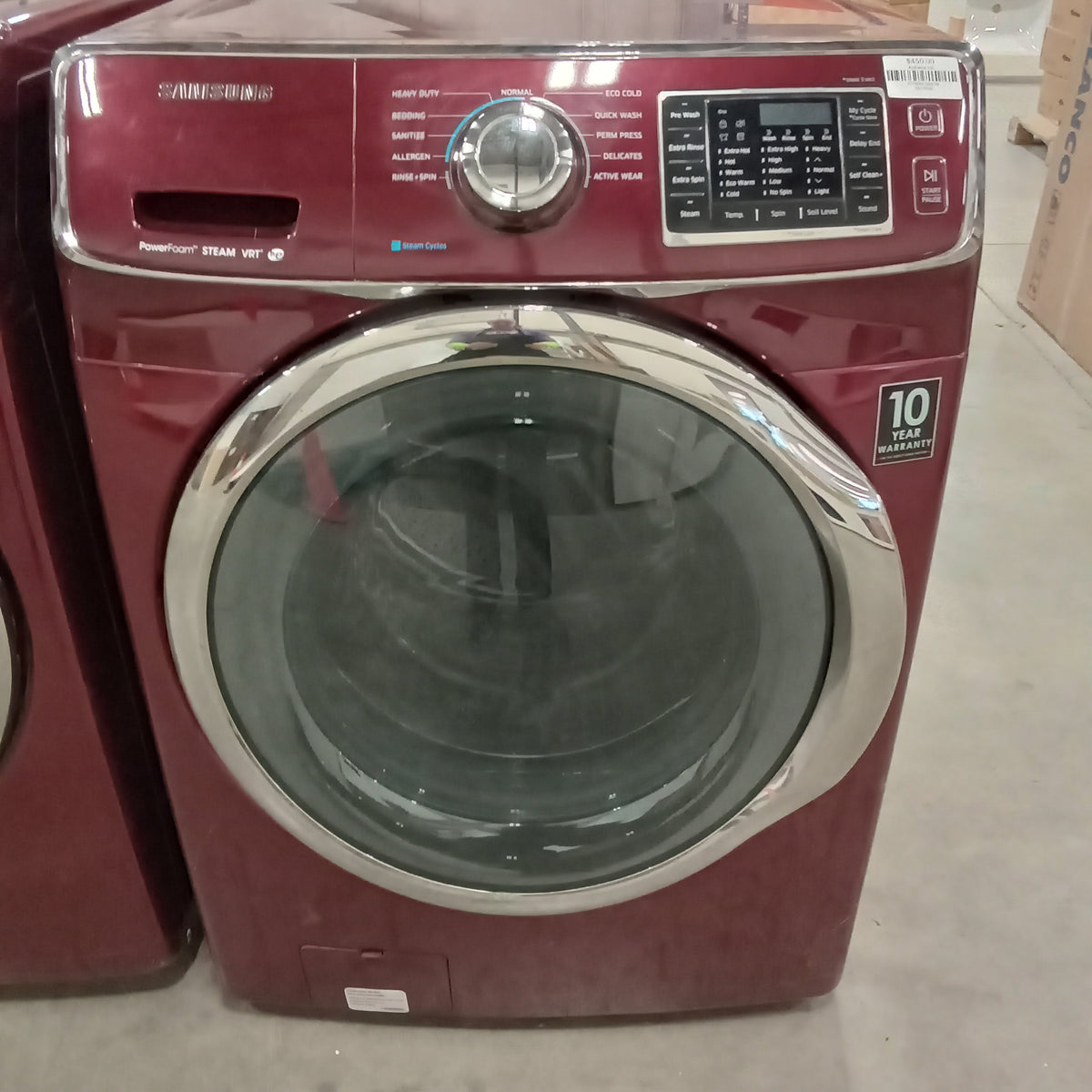 27"W Electric Front Load Washing Machine in Burgundy Finish