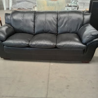 82"W 3-Seat Sofa in Black Faux Leather