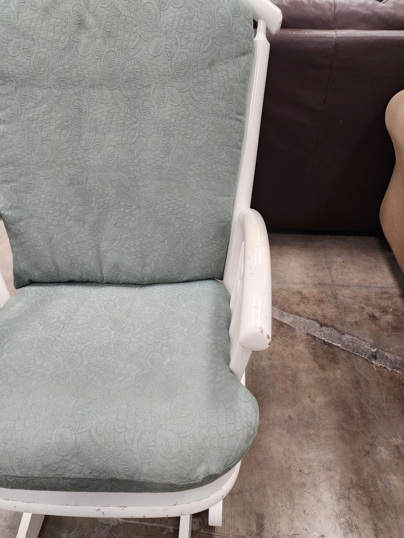 White & Green Wooden Rocking Chair