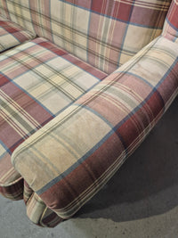 Tartan Upholstered Loveseat and Ottoman