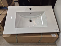30x18-Inch – White Ceramic Drop‑In Bathroom Sink: 1 Faucet Hole – LJ‑9275