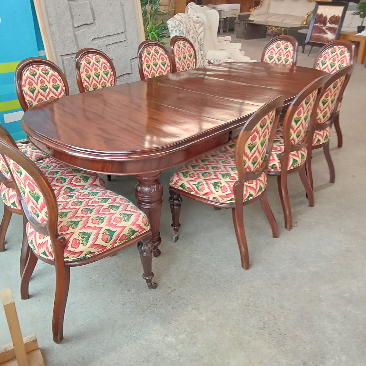 53"W Solid Wood Dining Table with Twelve Chairs