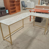 66.5"W Corner Desk with Faux Marble Top