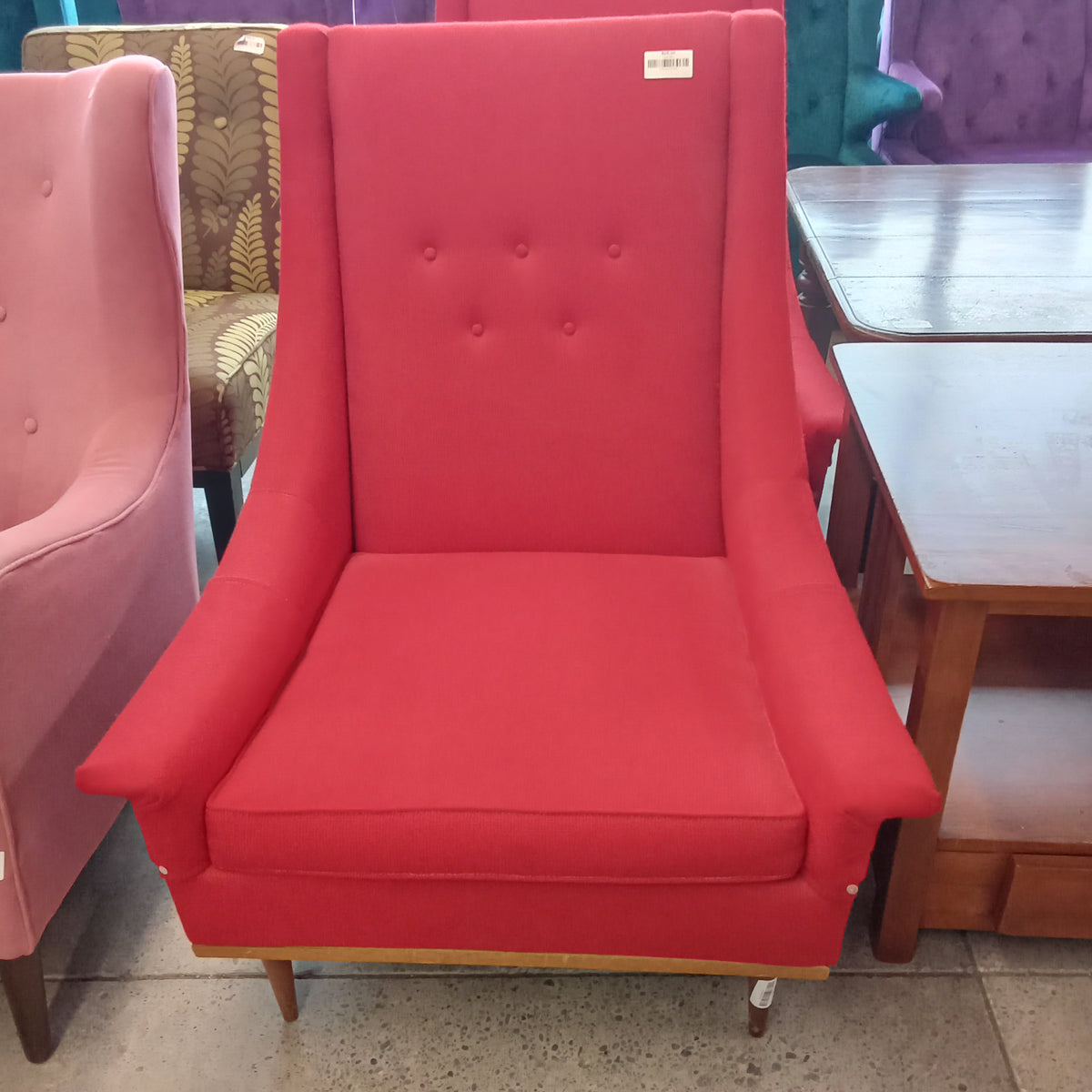 32"W Modern Style Armchair in Red Fabric