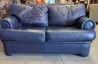 Navy Leather Loveseat
