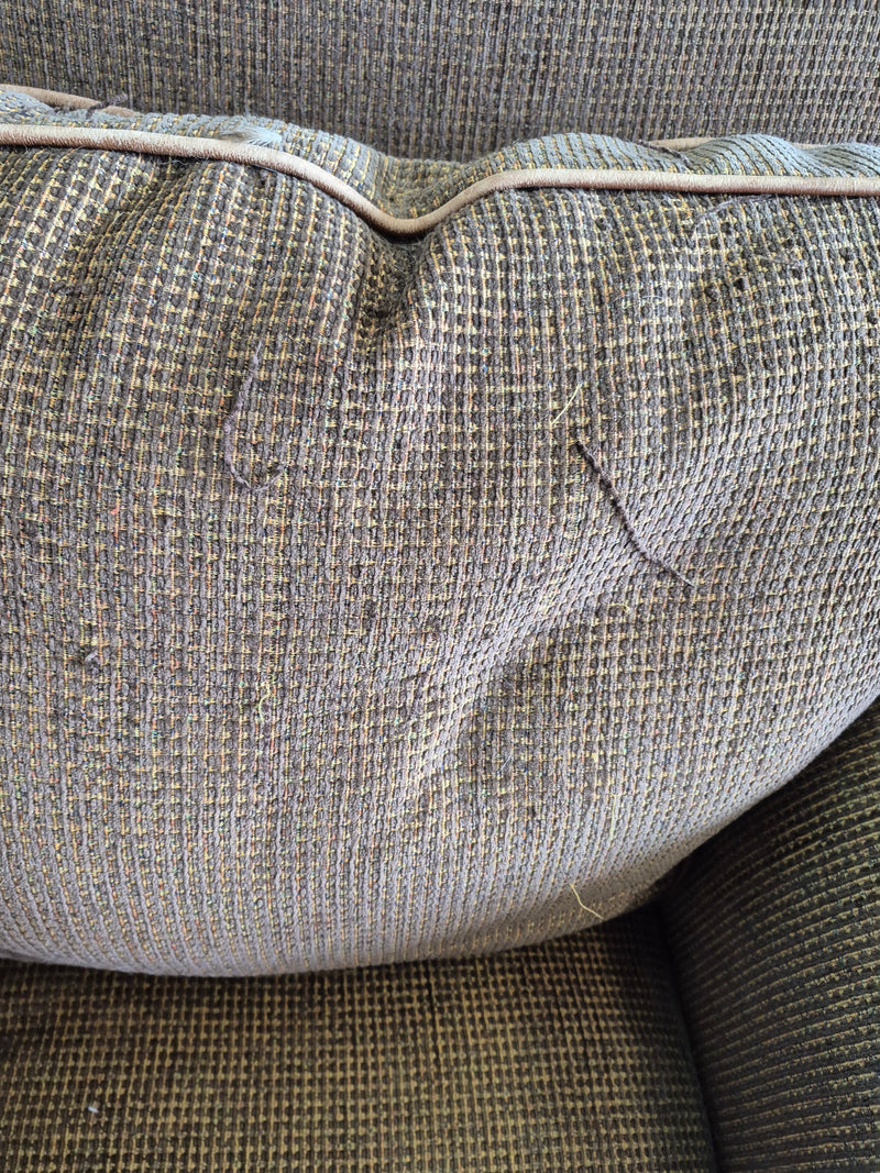 Brown Waffle Pattern Fabric Sofa Chair